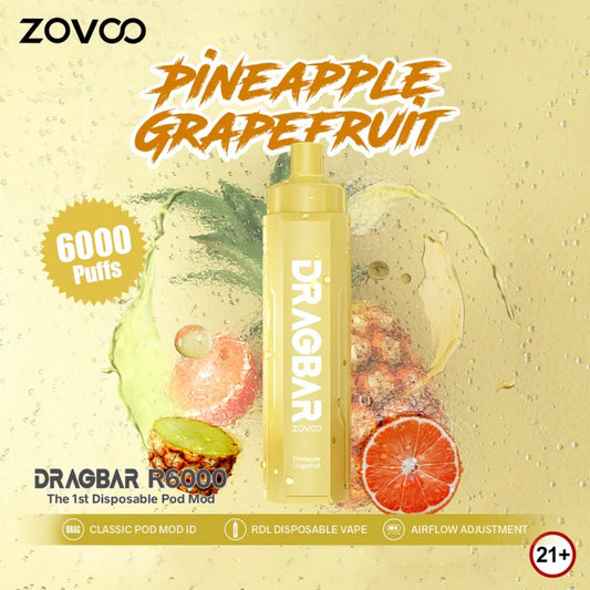 Zovoo Dragbar Pineapple Grapefruit 3MG 6000 Puff (Rechargeable)