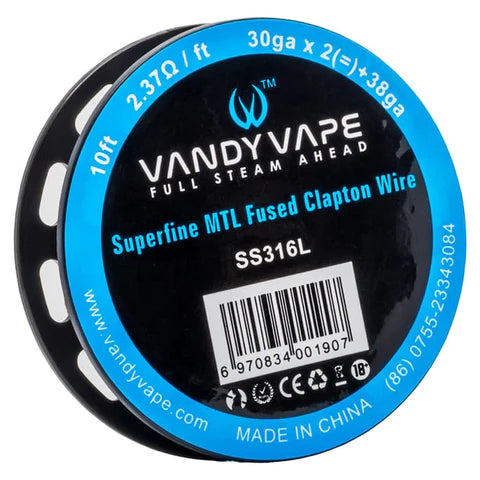 Vandyvape Superfine MTL Fused Clapton Wire Ni80 10ft
