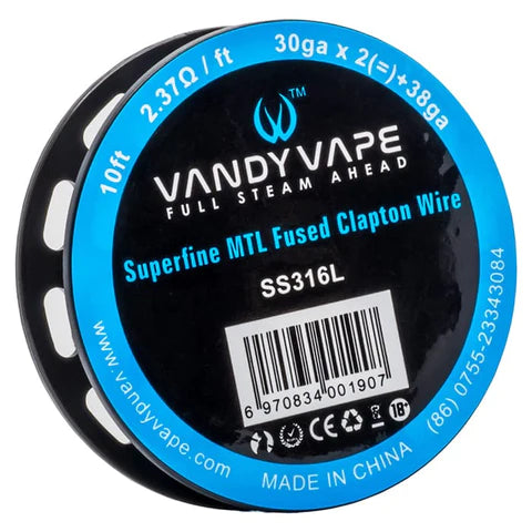 Vandyvape Superfine MTL Fused Clapton Wire Ni80 10ft 30ga x 2(=) + 38ga