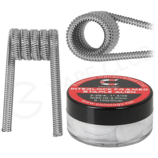 Coilology Interlock Framed Staple Alien 3mm 0.10 ohm/Dual Premium Handcrafted Coils